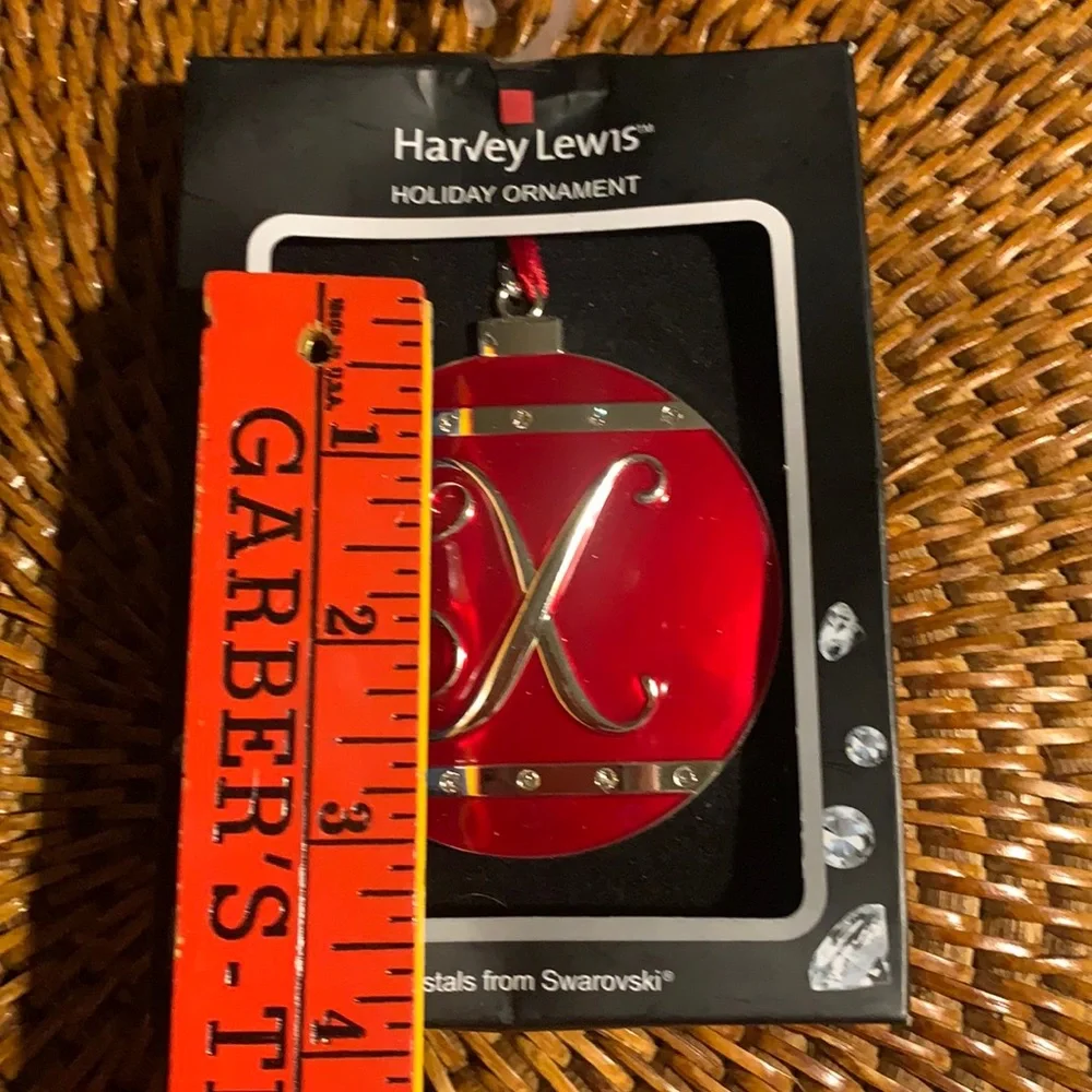 🌸 $3 if bundled Harvey Lewis Swarovski Crystal Holiday Ornament Letter X NWT